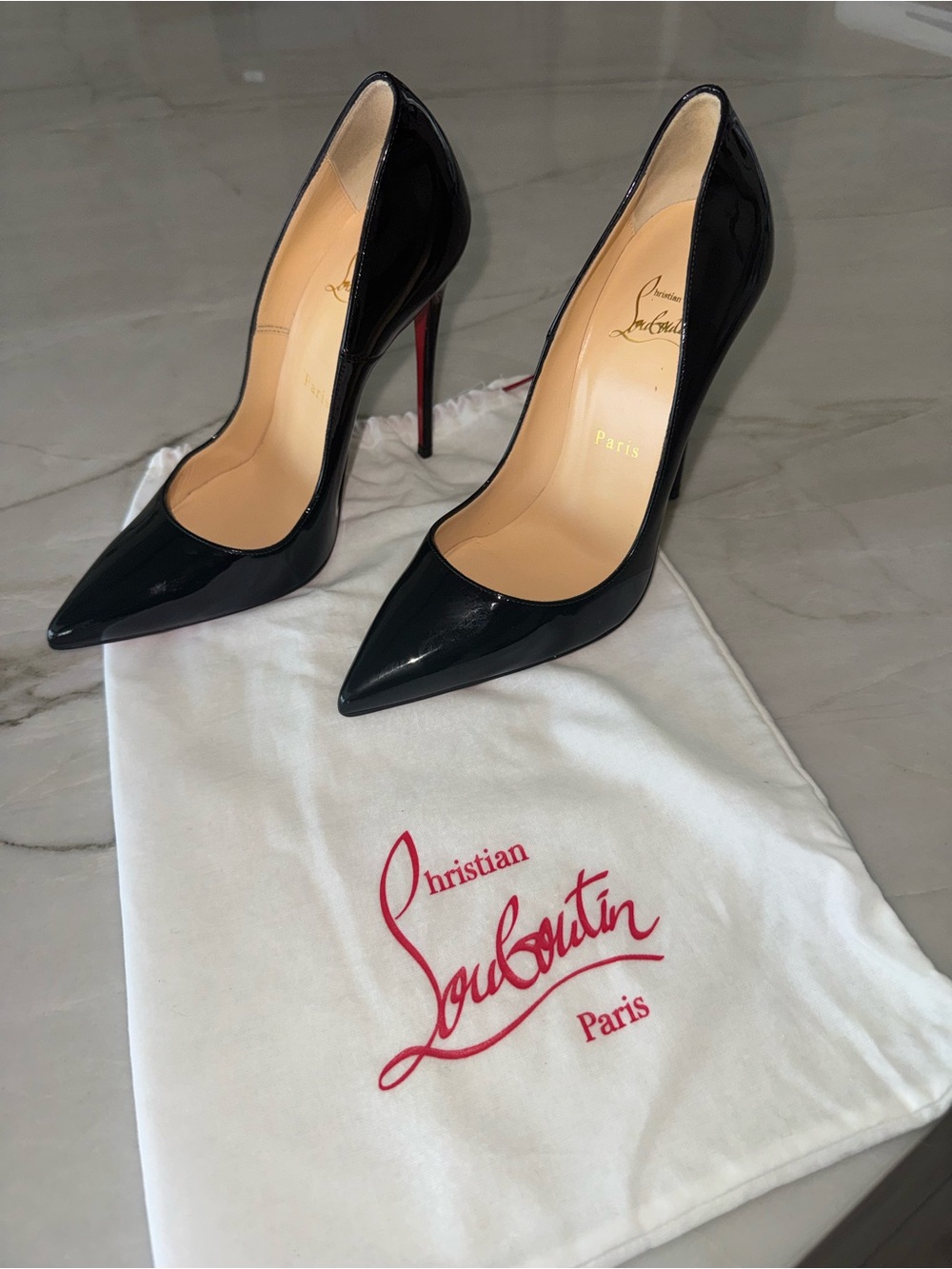 Christian Louboutin So Kate Black Stiletto Pumps with Red Sole 7 1/2